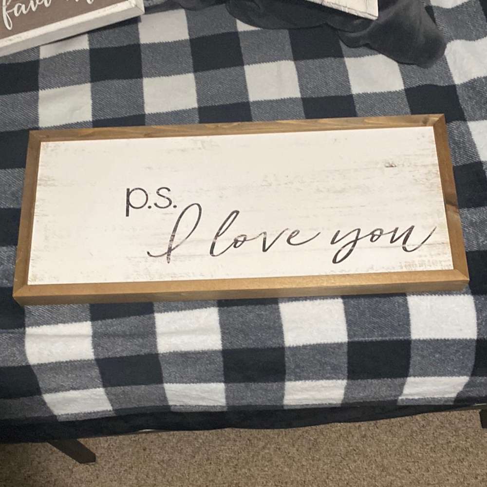 Hobby Lobby White and Brown 'P.S. I Love You' Wall Decor